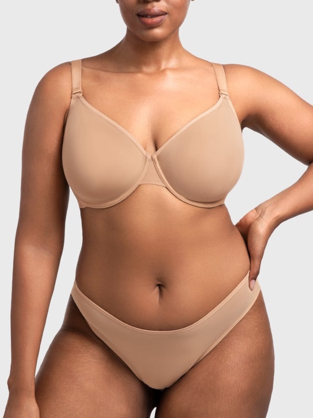 New HSIA Seraphina Unlined Underwire Sheer Mesh Bra Size 32C Nude Balconette